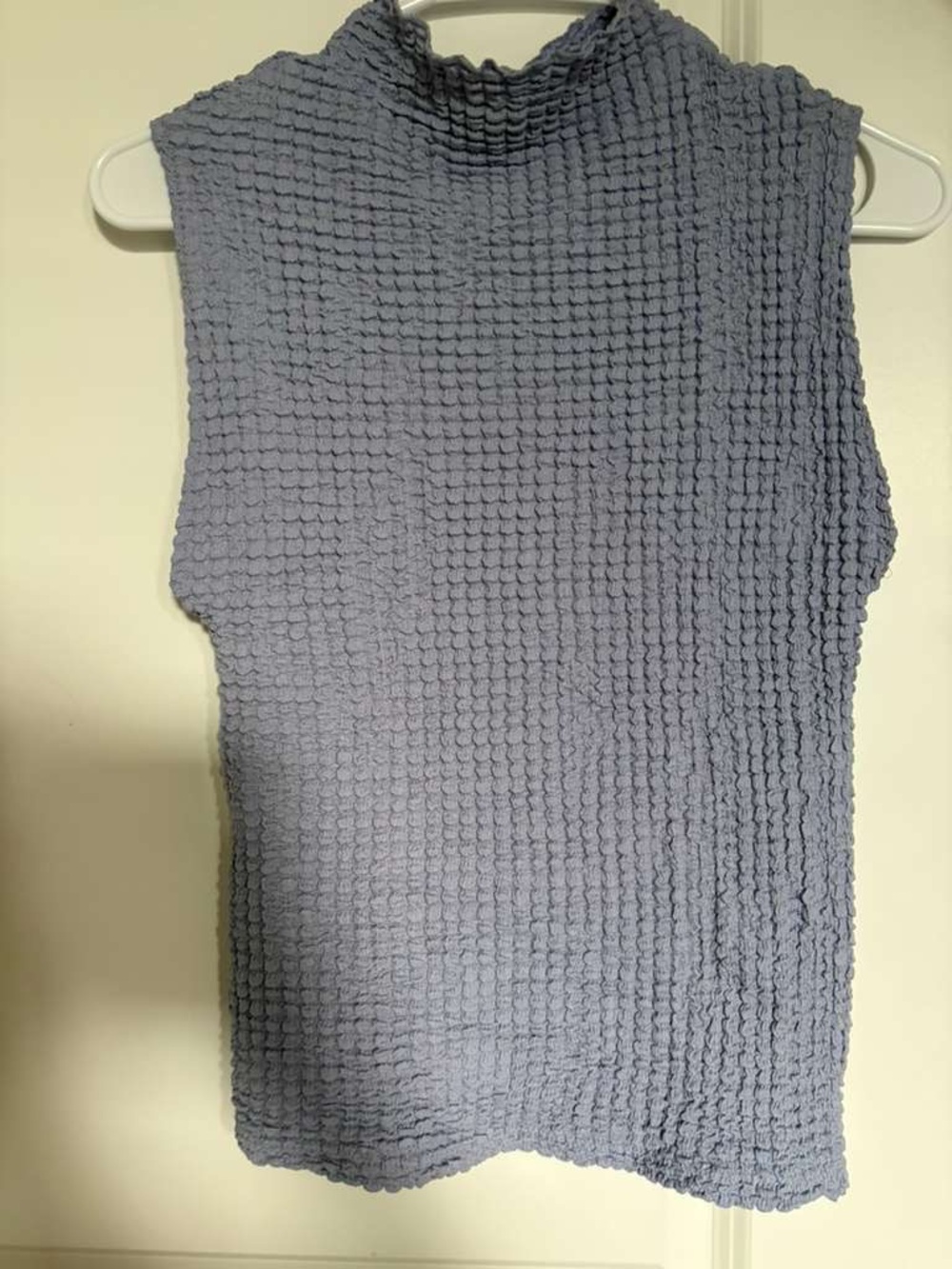 Zara Waffle-Knit Mock Neck Tank - Slate